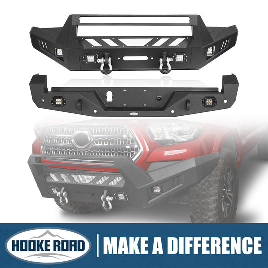 HookeRoad Tacoma Front & Rear Bumpers Combo for 2016-2023 Toyota Tacoma 3rd Gen b42014200s 1