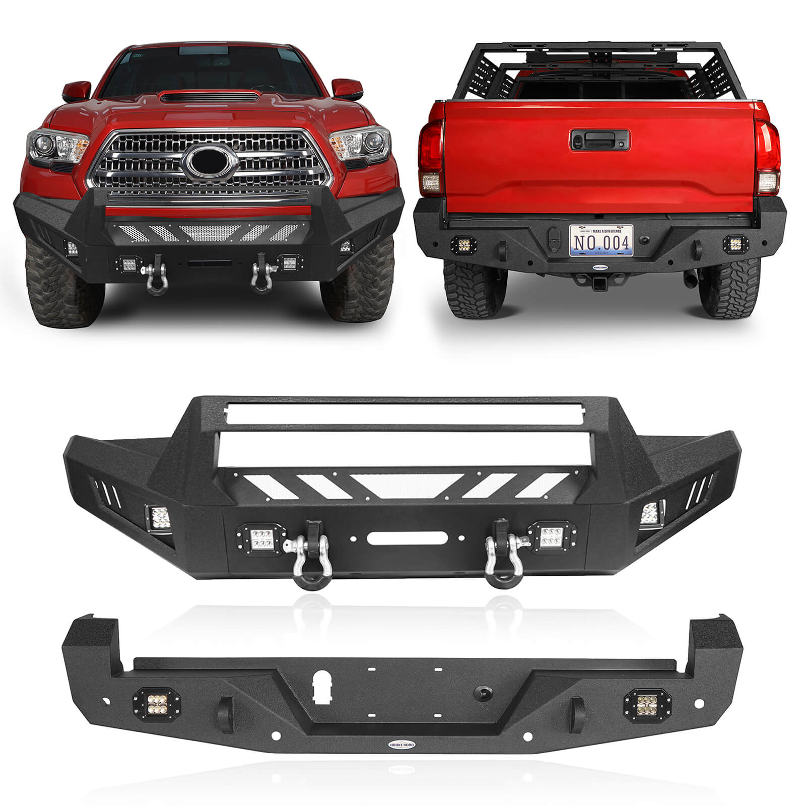 HookeRoad Tacoma Front & Rear Bumpers Combo for 2016-2023 Toyota Tacoma