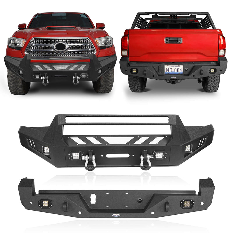 Load image into Gallery viewer, HookeRoad Tacoma Front & Rear Bumpers Combo for 2016-2023 Toyota Tacoma 3rd Gen b42014200s 2