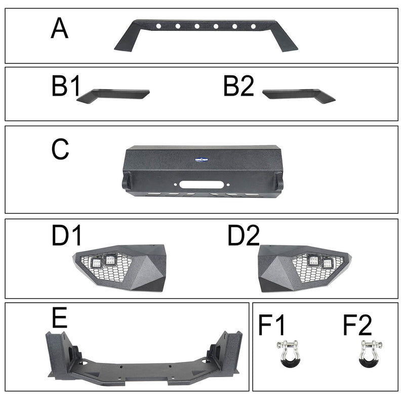 Load image into Gallery viewer, HookeRoad Full Width Front Bumper / Back Bumper / Roof Rack for 2014-2021 Toyota Tundra Crewmax b5000+b5003+b5004 10