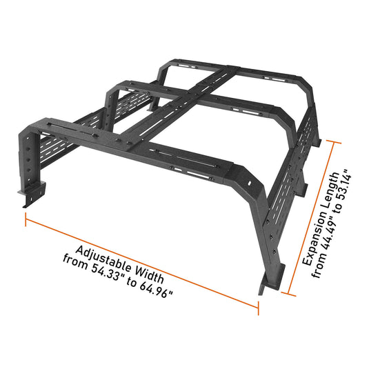18.8" High Overland Bed Rack (Ford Ranger & GMC Canyon & Chevrolet Colorado & Jeep Gladiator JT 6' Bed)- Hooke Road