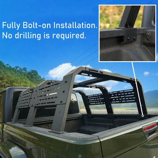 18.8" High Overland Bed Rack (Ford Ranger & GMC Canyon & Chevrolet Colorado & Jeep Gladiator JT 6' Bed)- Hooke Road