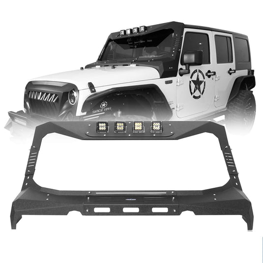 Hooke Road Windshield Frame Cover Visor Roof Sun Visor Cowl Body Armor(07-18 Jeep Wrangler JK)