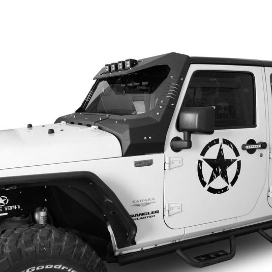Hooke Road Windshield Frame Cover Visor Roof Sun Visor Cowl Body Armor(07-18 Jeep Wrangler JK)
