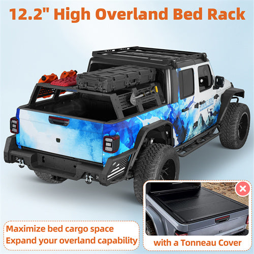 Hooke Road 12.2" Bed Rack for Jeep Gladiator JT Toyota Tacoma Ford Ranger b9922s 7