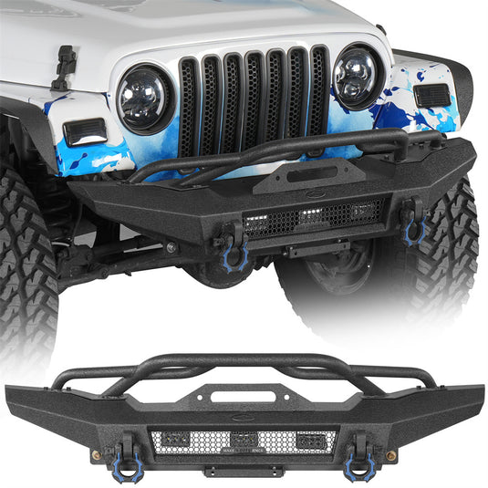 Steel Front Bumper for 1987-2006 Jeep Wrangler YJ & Wrangler TJ Hooke Road b1090 1