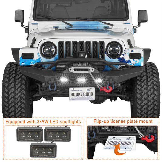 Steel Front Bumper for 1987-2006 Jeep Wrangler YJ & Wrangler TJ Hooke Road b1090 6