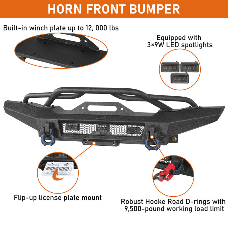 Load image into Gallery viewer, Steel Front Bumper for 1987-2006 Jeep Wrangler YJ &amp; Wrangler TJ Hooke Road b1090 8
