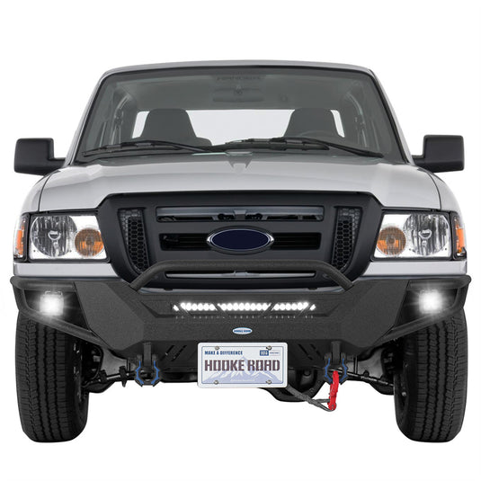 Hooke Road 1998-2011 Ford Ranger Tube Front Bumper with Winch Plate & Skid Plate b8823 2