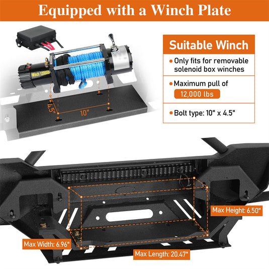 Hooke Road 1998-2011 Ford Ranger Tube Front Bumper with Winch Plate & Skid Plate b8823 4