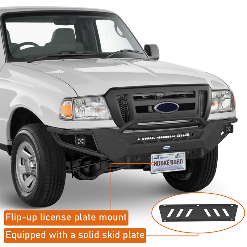 Load image into Gallery viewer, Hooke Road 1998-2011 Ford Ranger Tube Front Bumper with Winch Plate &amp; Skid Plate b8823 6
