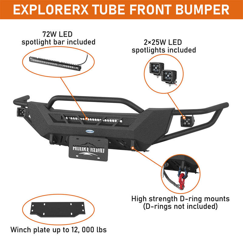 Load image into Gallery viewer, Hooke Road 1998-2011 Ford Ranger Tube Front Bumper with Winch Plate &amp; Skid Plate b8823 9
