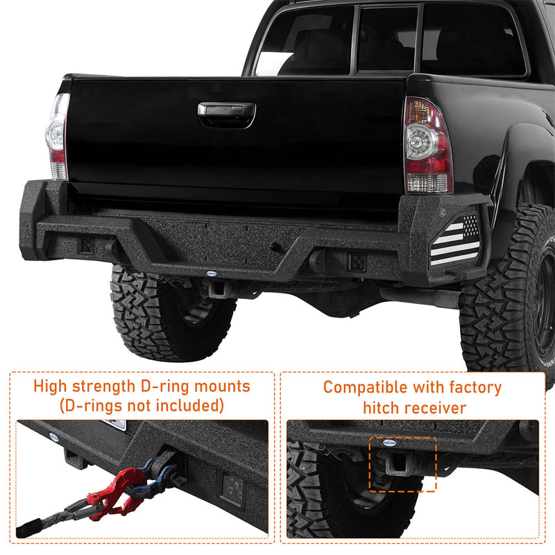 Load image into Gallery viewer, Hooke Road 2005-2015 Toyota Tacoma Rear Bumper w/ Bedside Slider Steps 6
