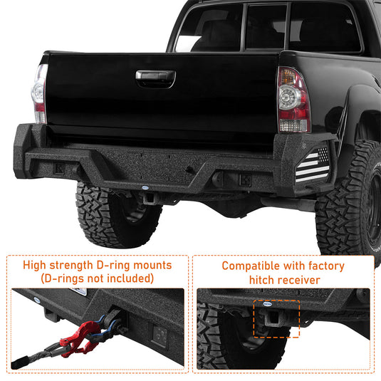 Hooke Road 2005-2015 Toyota Tacoma Rear Bumper w/ Bedside Slider Steps 6