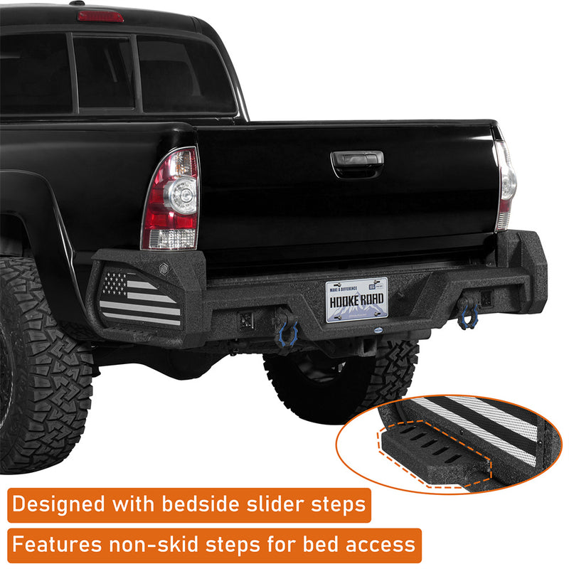 Load image into Gallery viewer, Hooke Road 2005-2015 Toyota Tacoma Rear Bumper w/ Bedside Slider Steps 7

