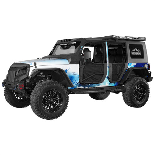 2007-2018 Jeep Wrangler JK Tube Half Doors w/Door Shade Skins Hooke Road B2075s 2