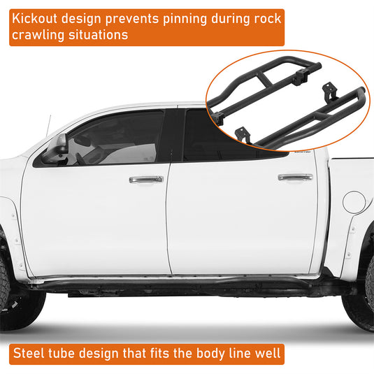 Hooke Road 2007-2021 Toyota Tundra CrewMax Rock Sliders w/ Kick-Out b5019s 6