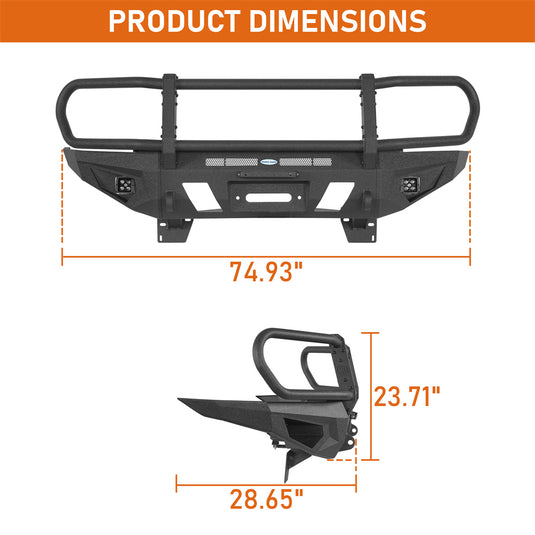 2012-2015 Toyota Tacoma Grille Guard Front Bumper with Winch Plate Hooke Road b4013 5