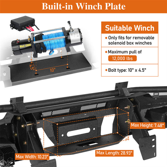 2012-2015 Toyota Tacoma Grille Guard Front Bumper with Winch Plate Hooke Road b4013 6