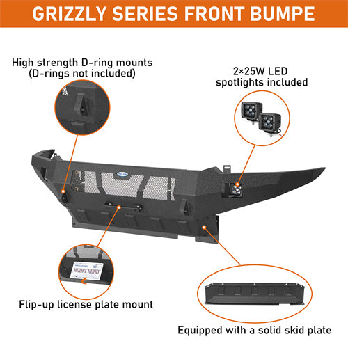 Load image into Gallery viewer, Hooke Road 2012-2015 Toyota Tacoma Full-Width Front Bumper with Skid Plate b4100 8
