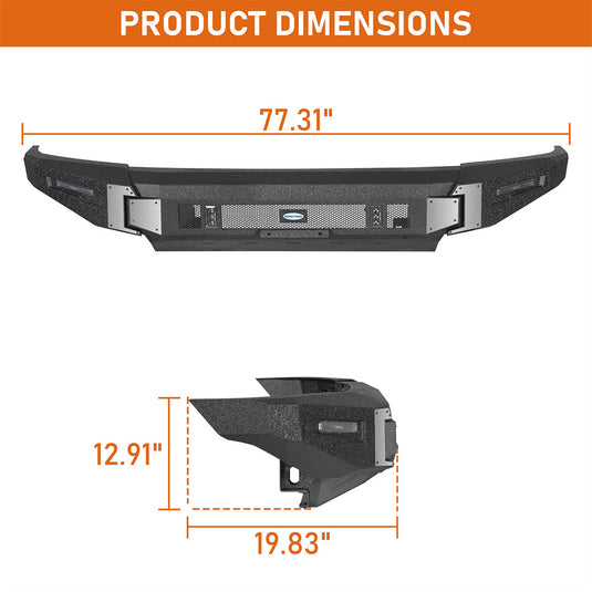Hooke Road 2014-2021 Toyota Tundra Front Bumper w/ Skid Plate b5038s 4