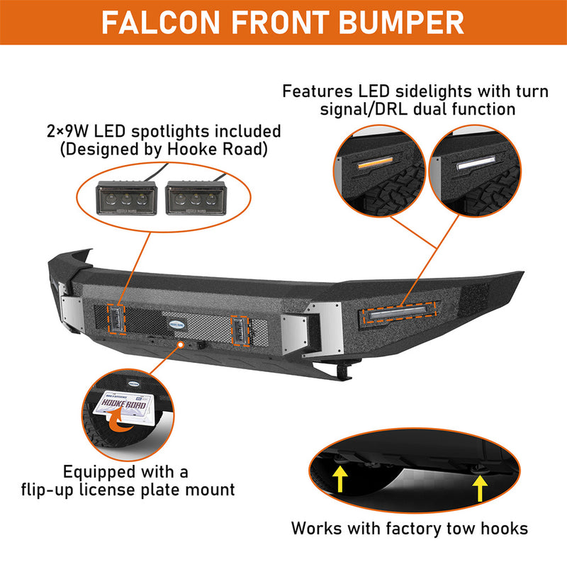 Load image into Gallery viewer, Hooke Road 2014-2021 Toyota Tundra Front Bumper w/ Skid Plate b5038s 7
