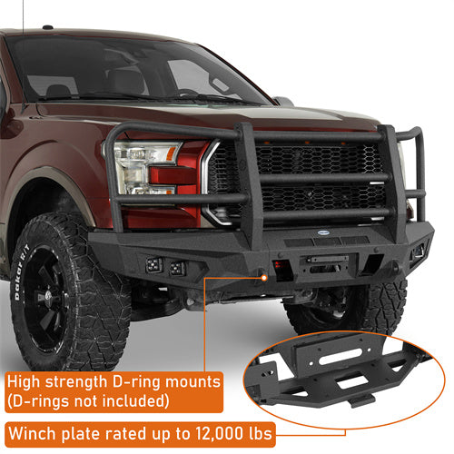 Load image into Gallery viewer, Hooke Road 2015-2017 Ford F-150 Aftermarket Front Bumper with Grille Guard b8288 8
