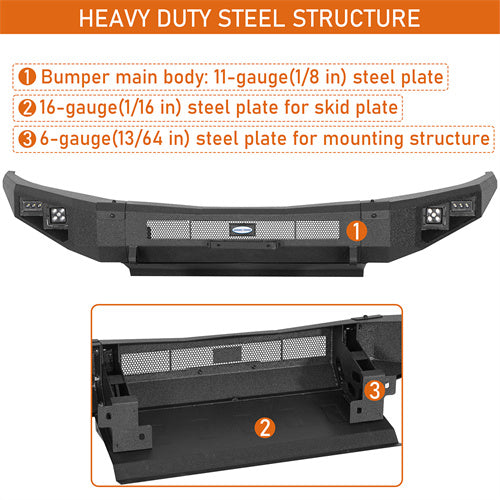 Hooke Road 2015-2020 Chevy Colorado Front Bumper w/ Skid Plate b9120as 9