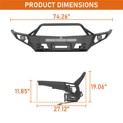 Hooke Road Steel Full-Width Front Bumper for 2015-2020 Chevy Colorado b9121s 5