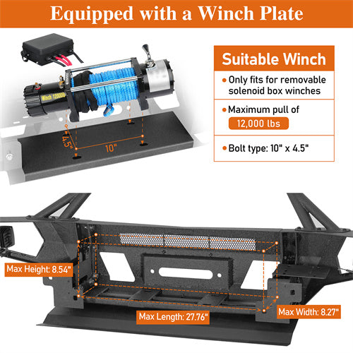 Hooke Road Steel Full-Width Front Bumper for 2015-2020 Chevy Colorado b9121s 6