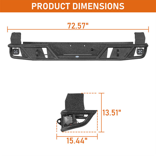 2016-2023 Toyota Tacoma Tubular Rear Bumper Hooke Road b4240s 4
