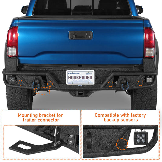 2016-2023 Toyota Tacoma Tubular Rear Bumper Hooke Road b4240s 5