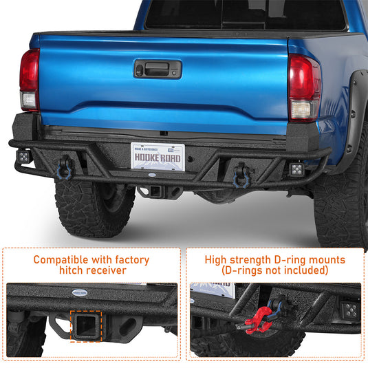 2016-2023 Toyota Tacoma Tubular Rear Bumper Hooke Road b4240s 6