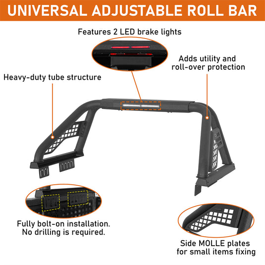 Hooke Road 22.1" Universal Truck Roll Bar for Ford F-150  & Chevy & GMC  & Ram  & Tundra & Jeep b9930 9