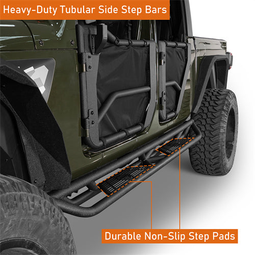 Load image into Gallery viewer, HookeRoad 4-Door Running Boards &amp; Tubular Half Doors Combo for 2020-2023 Jeep Gladiator HookeRoad HE.3009+7000 17
