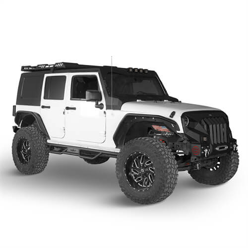 Load image into Gallery viewer, HookeRoad Jeep JK 4-Door Side Steps Wide Drop Nerf Bars Running Boards for 2007-2018 Wrangler JK b2010 7
