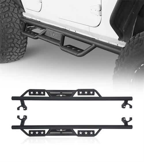 HookeRoad Jeep JK 4-Door Side Steps Wide Drop Nerf Bars Running Boards for 2007-2018 Wrangler JK b2010 8