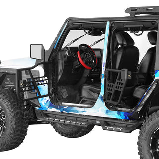 Front & Rear Tube Doors With Side Mirrors For 2007-2018 Jeep Wrangler JK 4 Door - Direct Fit Set, Carglights