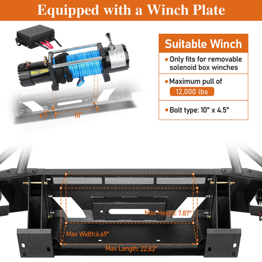 Hooke Road Earthshaker Front Bumper w/ Winch Plate & 4 LED Spot Lights (05-11 Toyota Tacoma)