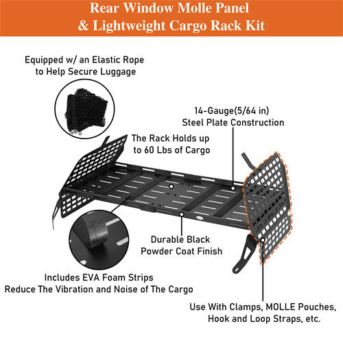 Load image into Gallery viewer, 2010-2024 Toyota 4Runner Interior Cargo Rack &amp; Rear Window Molle Panel Aftermarket Parts - Hooke Road b9803s 12
