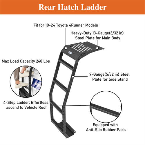 2010-2024 Toyota 4Runner Rear Hatch Ladder Toyota 4Runner Accessories - Hooke Road b9807s 13