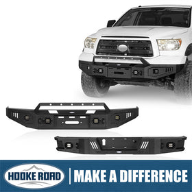 HookeRoad Full Width Front Bumper w/Winch Plate & Rear Bumper for 2007-2013 Toyota Tundra Products Hooke Road 4x4 HE.5205+HE.5206 1