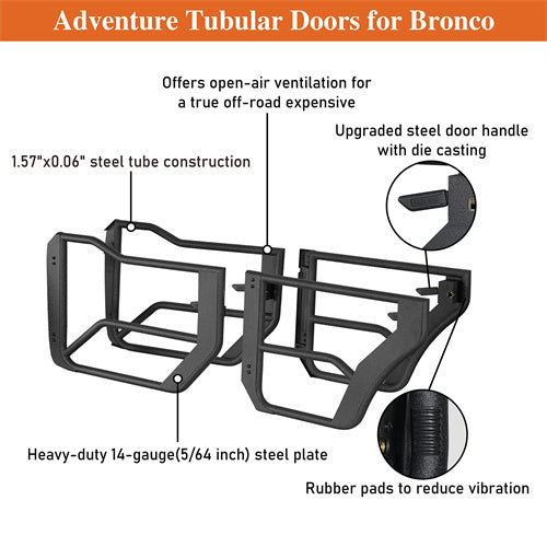 Load image into Gallery viewer, 2021-2023 Ford Bronco 4-Door Adventure Tube Half Front &amp; Rear Doors - HookeRoad b8916s 7
