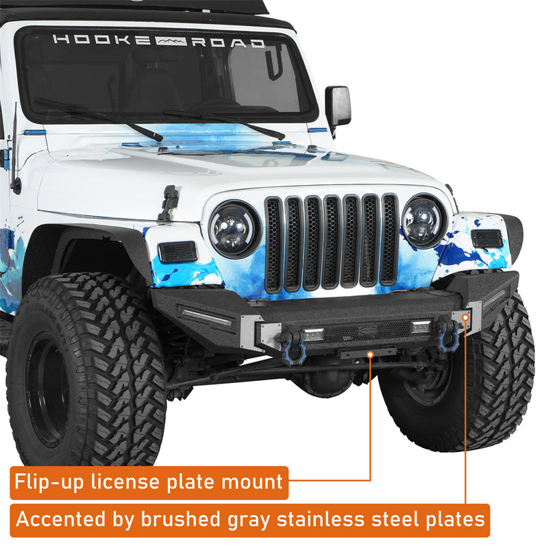 Load image into Gallery viewer, Aftermarket Front Bumper for 87-06 Jeep Wrangler YJ &amp; Wrangler TJ Hooke Road b1092s 8

