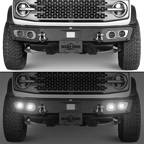 Aftermarket Front Bumper Off Road Parts w/D-Rings & LED Lights For 2021-2023 Ford Bronco - Hooke Road b8922s 10