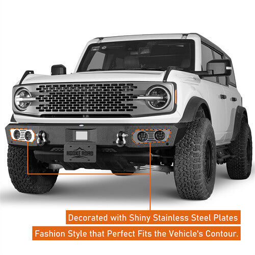 Load image into Gallery viewer, Aftermarket Front Bumper Off Road Parts w/D-Rings &amp; LED Lights For 2021-2023 Ford Bronco - Hooke Road b8922s 12

