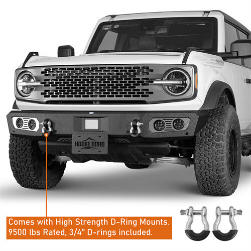Load image into Gallery viewer, Aftermarket Front Bumper Off Road Parts w/D-Rings &amp; LED Lights For 2021-2023 Ford Bronco - Hooke Road b8922s 13
