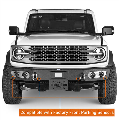 Load image into Gallery viewer, Aftermarket Front Bumper Off Road Parts w/D-Rings &amp; LED Lights For 2021-2023 Ford Bronco - Hooke Road b8922s 15
