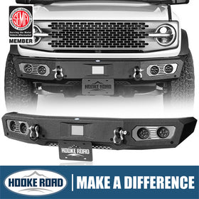 Aftermarket Front Bumper Off Road Parts w/D-Rings & LED Lights For 2021-2023 Ford Bronco - Hooke Road b8922s 1