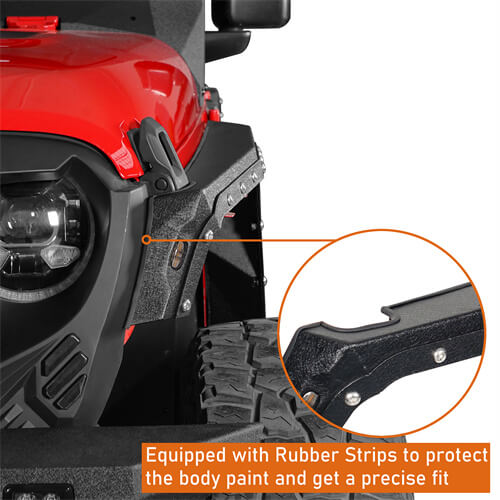 Front Fender Flares With 4 LED Lights For 2018-2024 Jeep Wrangler JL/JLU - Includes Inner Liner